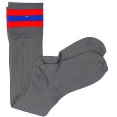Scholastic Grey Royal Red Stripes Socks Xlarge